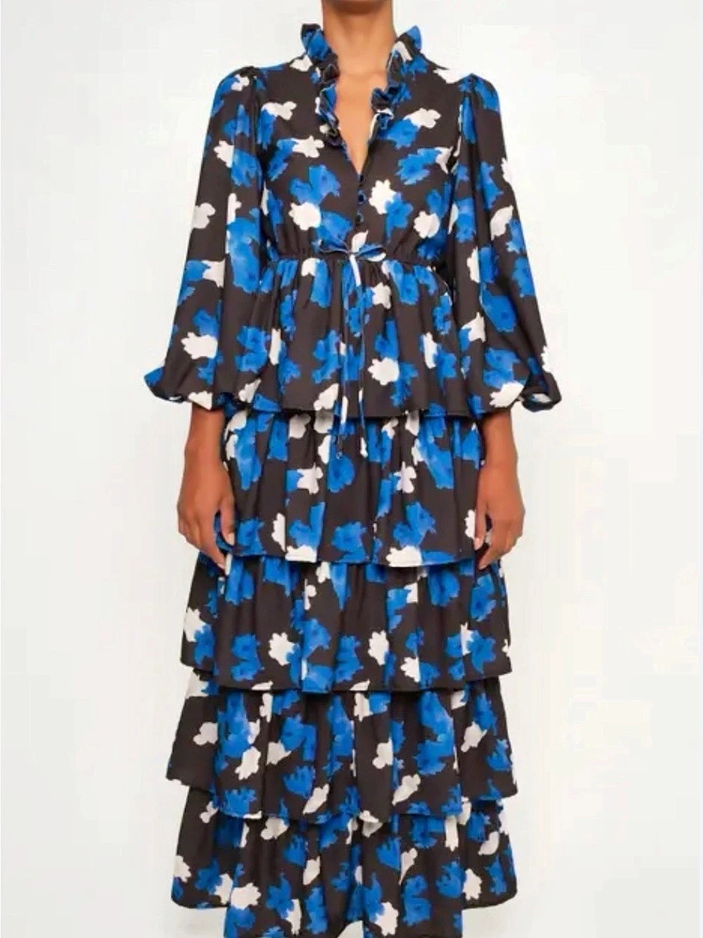 NWT THE LULO PROJECT STORM  KEEPER FLORAL TIERED MAXI DRESS XS